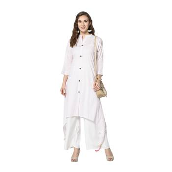 white Elora Cotton Striped Designer Kurti for Women 2