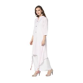 white Elora Cotton Striped Designer Kurti for Women 3