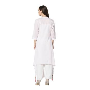 white Elora Cotton Striped Designer Kurti for Women 5