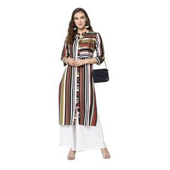 multicolor Elora Cotton Striped Designer Kurti for Women 2