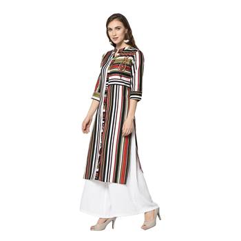 multicolor Elora Cotton Striped Designer Kurti for Women 3