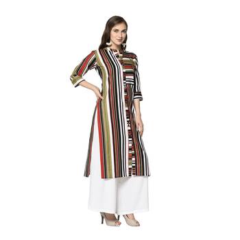multicolor Elora Cotton Striped Designer Kurti for Women 4