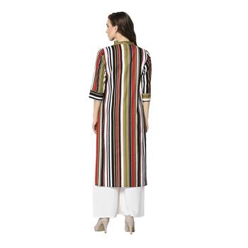 multicolor Elora Cotton Striped Designer Kurti for Women 5