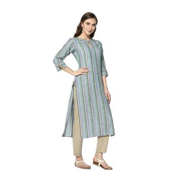 blue Elora South Cotton Striped Designer Kurti for Women 4