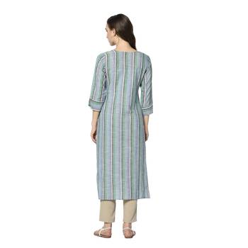 blue Elora South Cotton Striped Designer Kurti for Women 5
