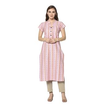 pink Elora Cotton Striped Designer Kurti for Women 1