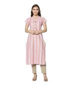 pink Elora Cotton Striped Designer Kurti for Women