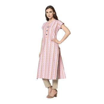 pink Elora Cotton Striped Designer Kurti for Women 3