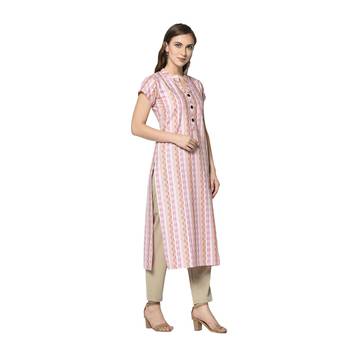 pink Elora Cotton Striped Designer Kurti for Women 4