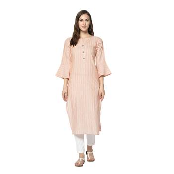 pink Elora Cotton Striped Designer Kurti for Women 1
