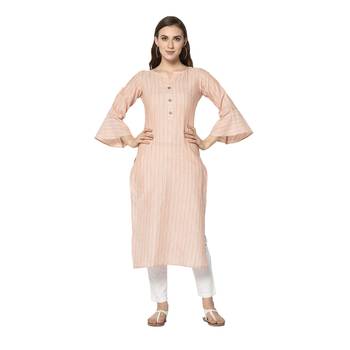 pink Elora Cotton Striped Designer Kurti for Women 2