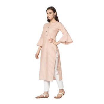 pink Elora Cotton Striped Designer Kurti for Women 3