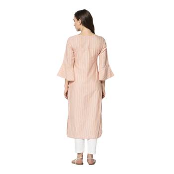 pink Elora Cotton Striped Designer Kurti for Women 5