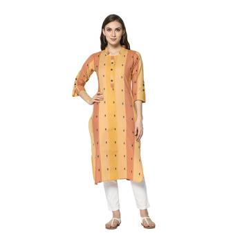 orange Elora South Cotton Striped Designer Kurti for Women 2
