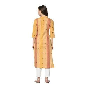 orange Elora South Cotton Striped Designer Kurti for Women 5