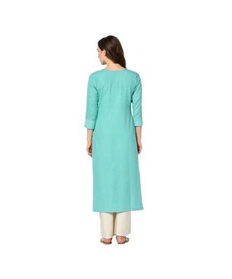 turquoise Elora Cotton Pigment Print Designer Kurti for Women 5