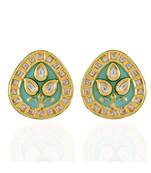 turquoise green designer royal kundan studs