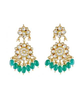 golden beautiful vintage look traditional ahemdabadi kundan earring 1