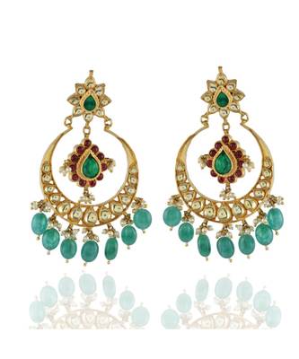 green maroon classy ahemdabadi kundan chand bali 1