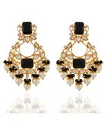 black designer kundan earring with pearl drop