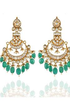 classy royal golden green ahemdabadi kundan earring