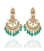 classy royal golden green ahemdabadi kundan earring