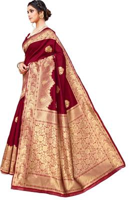 Maroon woven art silk saree with blouse 2
