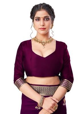 Wine woven art silk saree with blouse 4