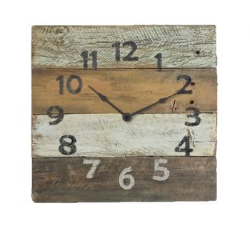 Rustic Reclaimed Wood Wall Clock - Orange & Gold & Brown 1