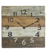 Rustic Reclaimed Wood Wall Clock - Orange & Gold & Brown