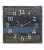 Rustic Reclaimed Wood Wall Clock - Black & Grey & Blue