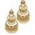 gold earrings with antique finish studded with LCT stones