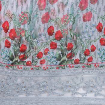 Grey Georgette Printed Women's Semi-Stitched Sharara  Suit 6