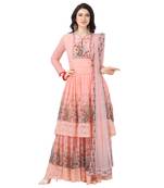Orange Georgette Printed Women's Semi-Stitched Sharara  Suit