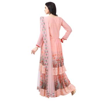 Orange Georgette Printed Women's Semi-Stitched Sharara  Suit 2