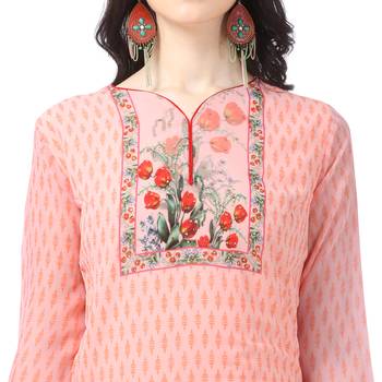 Orange Georgette Printed Women's Semi-Stitched Sharara  Suit 5