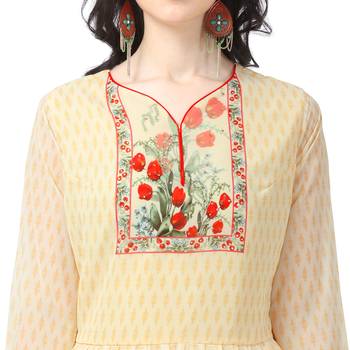 Yellow Georgette Printed Women's Semi-Stitched Sharara  Suit 4
