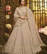 Light-brown embroidered georgette Semi Stitched Bridal Lehenga