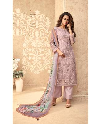 Light-pink resham embroidery net salwar 1