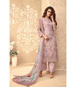 Light-pink resham embroidery net salwar