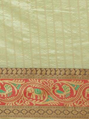   light green woven dupion silk saree with blouse 3