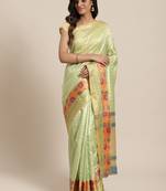  green woven dupion silk saree with blouse