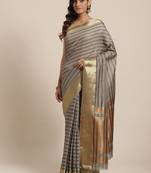  black woven dupion silk saree with blouse
