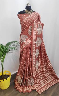 Red embroidered tussar silk saree with blouse 2