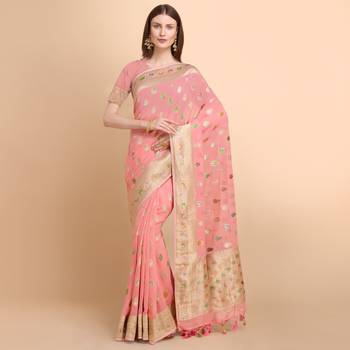 Pink Pure Georgette with Hand Brush Printed Saree 1