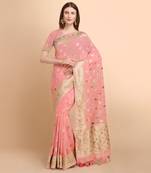 Pink Pure Georgette with Hand Brush Printed Saree