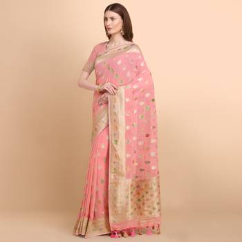 Pink Pure Georgette with Hand Brush Printed Saree 2