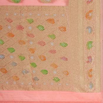 Pink Pure Georgette with Hand Brush Printed Saree 4