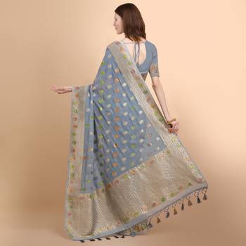 Grey Pure Georgette with Hand Brush Printed Saree 3
