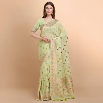 Mint Green Pure Georgette With Hand Brush Printed Saree 1